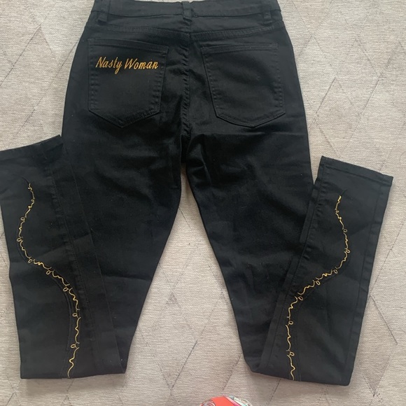 Verameat snake and bordered black skinny jeans high waist nasty woman - Picture 4 of 7